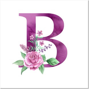 Floral Monogram B Beautiful Rose Bouquet Posters and Art